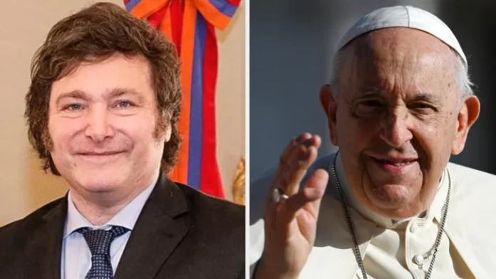 Javier Milei y el Papa Francisco.